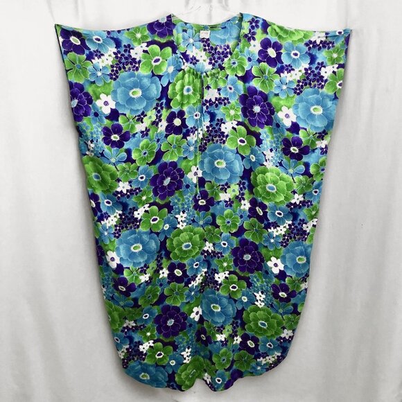 Vintage 70s Amy Perdue Caftan Neon Vibrant MuuMuu Dress - Picture 1 of 11